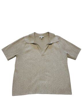 Calvin Klein Jeans | Knit Polo Top | Heather Gray/Tan | Sz XL